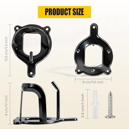 6 Pack Horse Bridle Rack Bracket Hooks – Metal Halter Hanger with Tubes and Screws, Heavy-Duty Tack Storage Holder for Horse Barn, Stable, and Tack Room Organization (Black)