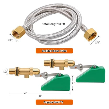 2pcs Brass Float Valve for Water Tank 1/2 Inch Automatic Fill Float Ball Valve for Livestock Trough Float Switch Adjustable Autofill Pool Fountain Filler Float Valve