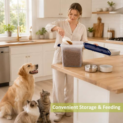 5-10 Lbs Airtight Cat Dog Food Storage Container, 8QT Compact Pet Food Bin - color: Dark Blue
