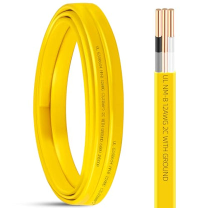XMK Solid Indoor 12/2 W/G NMB Cable,Electric Wire 12 Guage 2 Conductor,10ft - size: 10ft, style: 12 AWG-2 Conductor w/ Ground