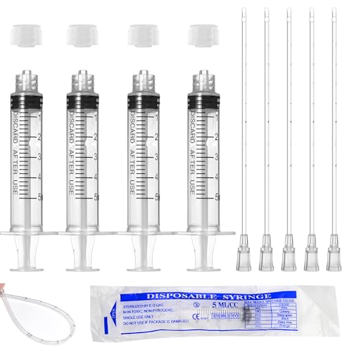 5ml Luer Lock Syringe with Cap and Soft Plastic Tube, Pack of 30 - size: 5ml - 2.0mm Tube