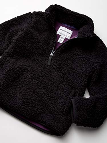 Amazon Essentials Girls' Long Sleeve Sherpa Fleece Quarter-Zip Pullover Jacket, Insulated - color: Black, size: XX-Large