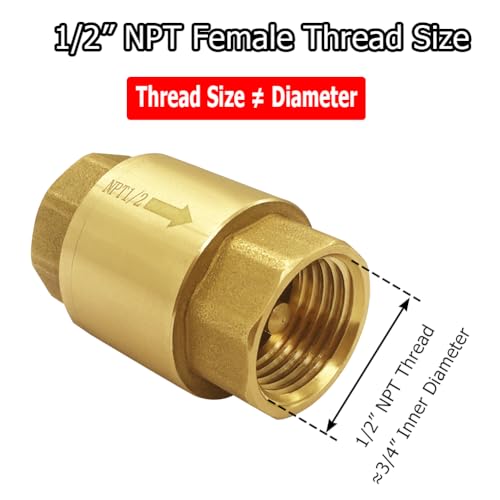 Hooshing 2PCS Spring Check Valve 1/2" NPT Female Thread Backflow Preventer - size: 1/2" NPT