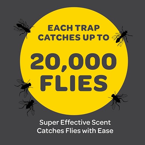 Outdoor Fly Trap [Set of 2] Fly Traps with Dissolvable Non-Toxic Bait - Fly Repellent for Outdoor Use Only - Controls Flies for Patios, Barns, Ranches Etc. Hanging Fly Traps with Tie Included - style: 2 Traps