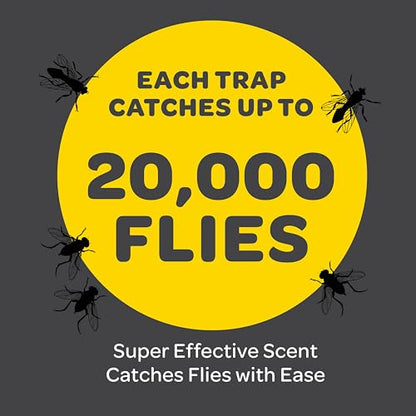 Outdoor Fly Trap [Set of 2] Fly Traps with Dissolvable Non-Toxic Bait - Fly Repellent for Outdoor Use Only - Controls Flies for Patios, Barns, Ranches Etc. Hanging Fly Traps with Tie Included - style: 2 Traps