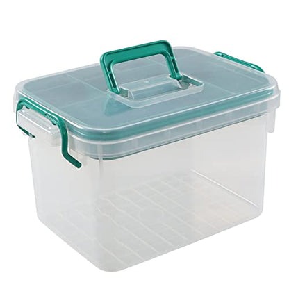 Vababa Clear First Aid Box, Plastic Storage Container with Locking Lid | Secure Locking Latch Lid, Removable Divided Tray, Top Carry Handle, Ideal For Medicine, Bandages, First Aid Supplies Storage
