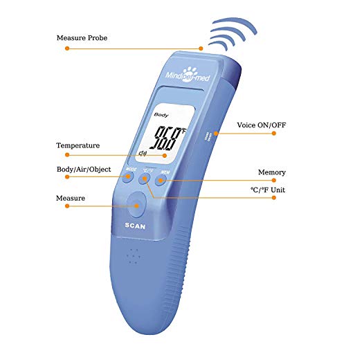 Non-Contact Pet Thermometer for Dogs, Classic, Fast Clinical, 3 Modes (Body, Object Surface, Room), Body Modes Accurately Measure Pet Ear Temperature, Muteable C/F Switchable