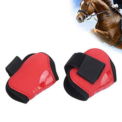 Horse Tendon Boots for Riding and Jumping, PU Shell Protectors with Elastic Neoprene, Nylon Fastener, Red Front and Hind Boots to Prevent Leg Injuries - size: A pair of hind legs