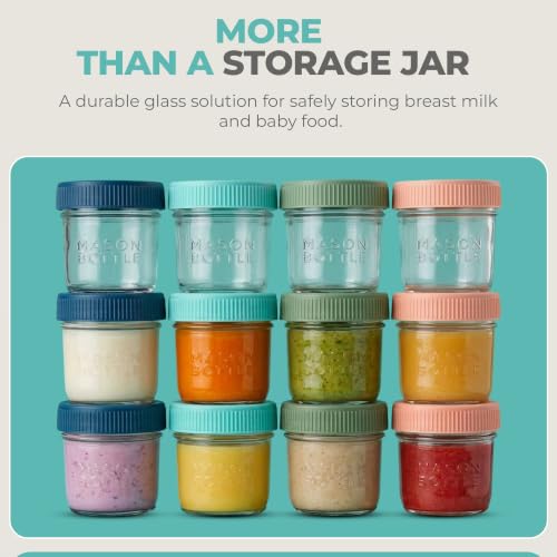 Mason Bottle Glass Breastmilk Storage Jars with Airtight Lids, 4oz,12-Pack - size: 4oz Jar Set (12 Pack)