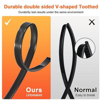 12 Inch V-Shaped Zip Ties Double Sided Toothed,250 LBS Tensile Strength Heavy Duty Cable Wire Ties With Self-Locking Adjustable More Durable Nylon Tie Wraps for Indoor Outdoor（50 Pack） - size: 12 inch 50 Pack （250 Lbs ）