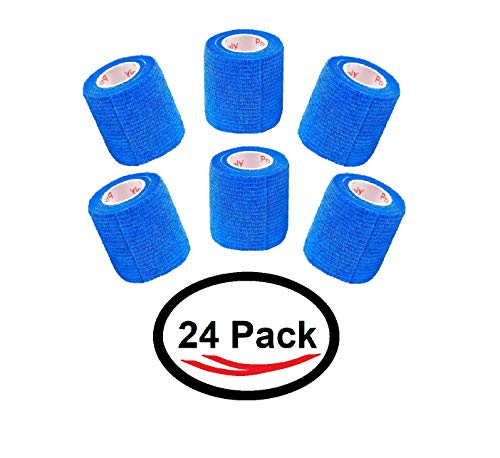 2 Inch Self Adhesive Bandage Wrap & Athletic Tape - 24Pk, Blue - color: Blue, size: 24 Rolls