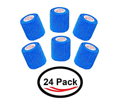 2 Inch Self Adhesive Bandage Wrap & Athletic Tape - 24Pk, Blue - color: Blue, size: 24 Rolls