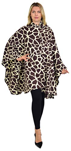 Dare2BStylish Women Poncho Style Fleece Cover Up with Muffler - color: Giraffe