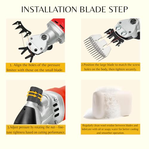 Sheep Shears 500W Professional 6 Speeds, Heavy Duty Sheep Clippers for Sheep, Alpacas, Goats and Thick Coat Animals - color: Red
