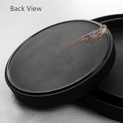 Reptile Water Food Dish Bowl Turtle Feeder Tortoise Feeding Dish Container (M, Black) - color: Black, size: M