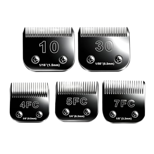 5PCS Dog Grooming Blades Compatible with Andis/Wahl KM10 Series - color: 10+30+4FC+5FC+7FC