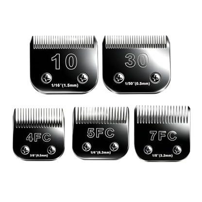 5PCS Dog Grooming Blades Compatible with Andis/Wahl KM10 Series - color: 10+30+4FC+5FC+7FC