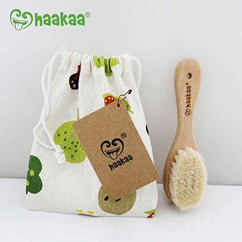 Haakaa Wooden Baby Hairbrush with Natural Goat Wool Bristles 1 pk