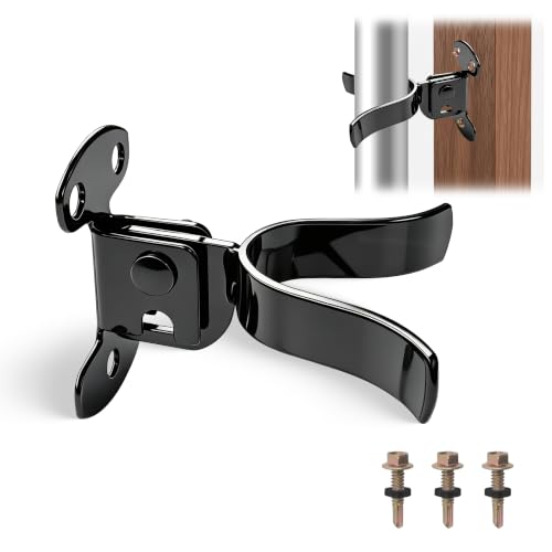 1-3/8" Flat Back Wall Mount Chain Link Gate Latch, Gate Latches for Metal Gates, Suitable for Wooden Door Frames or Walls, Black - color: 1 Pcs Black