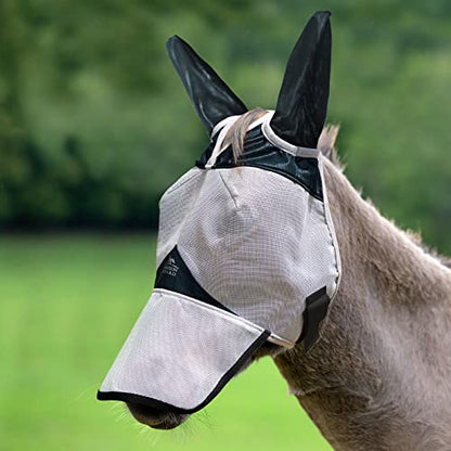 Harrison Howard Mule Donkey Fly Mask Full Face Protection with Nose Cover - color: Black, size: Medium