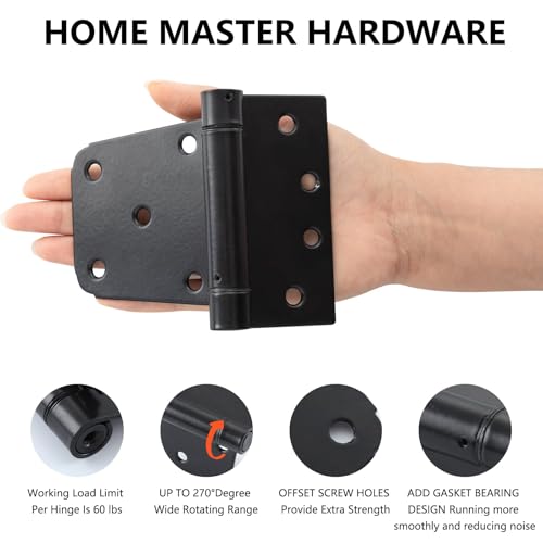 3-1/2 Inch Self Closing Gate Hinges, Spring T Hinges, Black, 4 Pack - color: 4Pack - Black