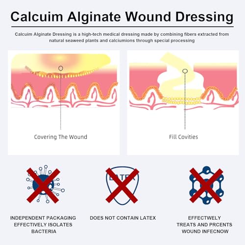 Carbou Calcium Alginate Wound Dressing, 4"x4" Patches, 10 Sterile Pads - size: 4x4 In (Pack of 10)