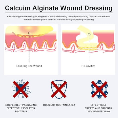Carbou Calcium Alginate Wound Dressing, 4"x4" Patches, 10 Sterile Pads - size: 4x4 In (Pack of 10)