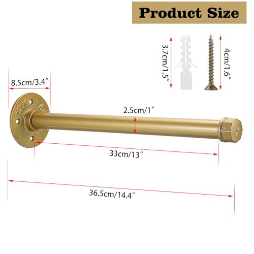 Sumnacon Wall Mounted Clothes Rack for Wardrobe, 2Pcs 14 Inch, Gold - color: Gold, size: 14 Inch