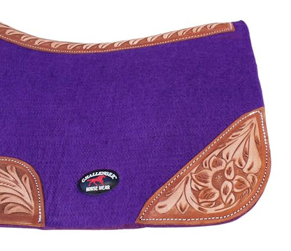 CHALLENGER Horse Saddle PAD Western Contoured Wool Felt Moisture Wicking Saddle Pad 39177 - color: Purple