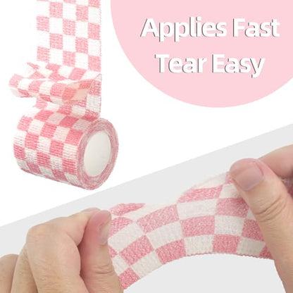 IndigoCase 12 Pack Self Adhesive Bandage Wrap 2 Inch x 5 yd Elastic Tape - color: Grid-mix, size: 2 Inch - 12 Pack