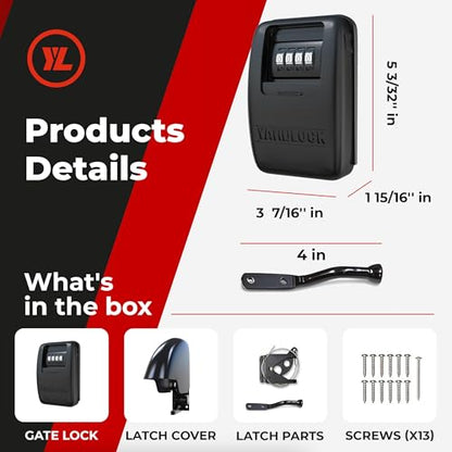 Gate Lock XLB – Secure Keyless Fence Lock and Latch with 2-Way Access – Strong Durable System for Theft Prevention and Home Security, Easy Installation on Wood or Vinyl Gates/Fences - style: XLB - Heavy duty