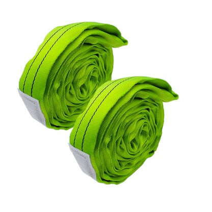 2 Pack 2x6ft Polyester Rigging Lifting Straps for Hoist Heavy Duty Objects, Poly Endless Round Lift Sling for Hoisting Towing Cargo, Green