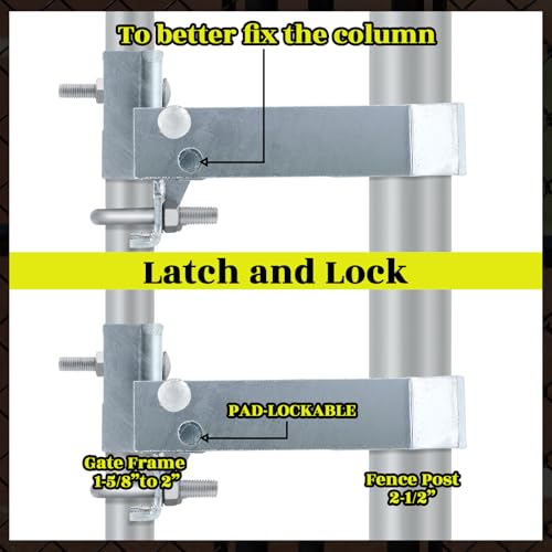 MorningRo 2-1/2 Inch Chain Link Single Gate Latch for 1-5/8" or 2" Gate Frame Chain Link Fence Gate Latch, Heavy Duty Fence Gate Latches, Strong Arm Single GATE Latch for Metal Gate