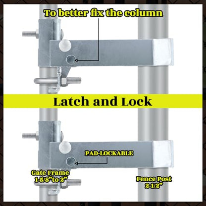 MorningRo 2-1/2 Inch Chain Link Single Gate Latch for 1-5/8" or 2" Gate Frame Chain Link Fence Gate Latch, Heavy Duty Fence Gate Latches, Strong Arm Single GATE Latch for Metal Gate