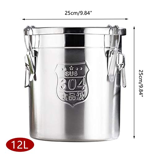 CNCEST Stainless Steel Airtight Canister for Kitchen, Rice Cereal Grain Canisters Container for Household Kitchen Food Bean Flour Oil Sugar Milk Cookie Storager Bucket w/Handles Lid (6L) - size: 6L