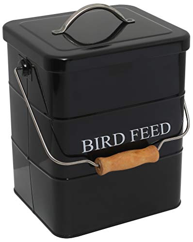 Geyecete Bird Feeder,Bird Food Jar Pet Food Storage Airtight Food Storage Container-Black - color: Black