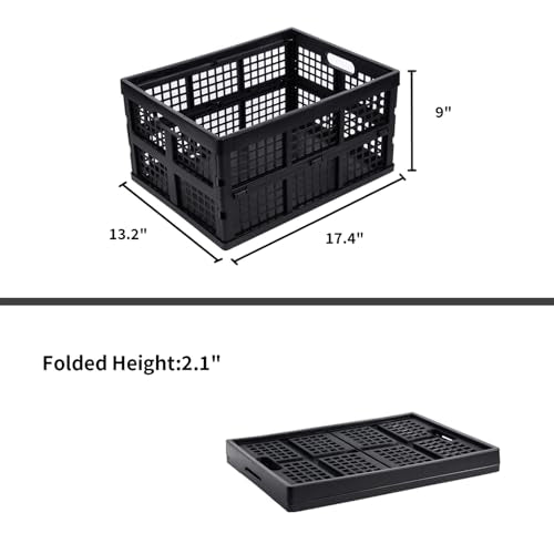 Aebeky 3-Pack Plastic Collapsible Storage Crates-30L,Foldable Plastic Crates for Storage (Black) - color: Black