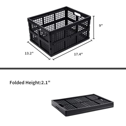 Aebeky 3-Pack Plastic Collapsible Storage Crates-30L,Foldable Plastic Crates for Storage (Black) - color: Black