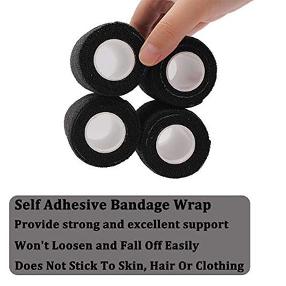 12 Rolls Elastic Self Adhesive Bandage Wrap 3 Inch, Breathable Non Woven Cohesive Bandage, Vet Wrap for Dogs, Ankle Sprains Swelling Tape, Sports Athletic Tape Black - color: 3 Inch-12 Count Black