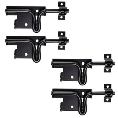 Slide Bolt Gate Latch for Wooden Fence Outdoor Gate Latch Lock with Padlock Hole, Heavy Duty Sliding Fence Door Lock, Black Barrel Bolt Latches for Wood Vinyl Fence,Gate Hardware for Barn Shed,4 Pack - size: 4 Pack