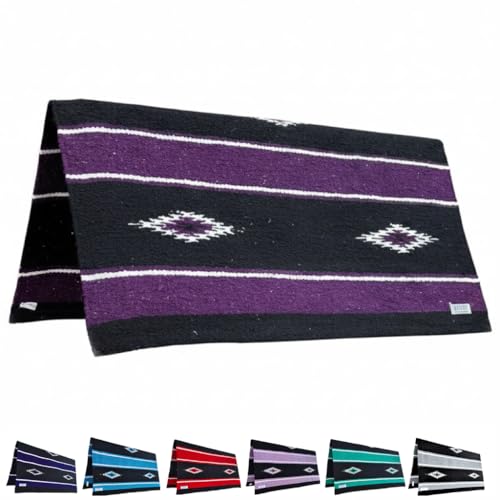 Majestic Ally 36"x34" Navajo Design Acrylic Saddle Blanket for Horses - 2.4 lbs (Dark Purple) - color: Dark Purple
