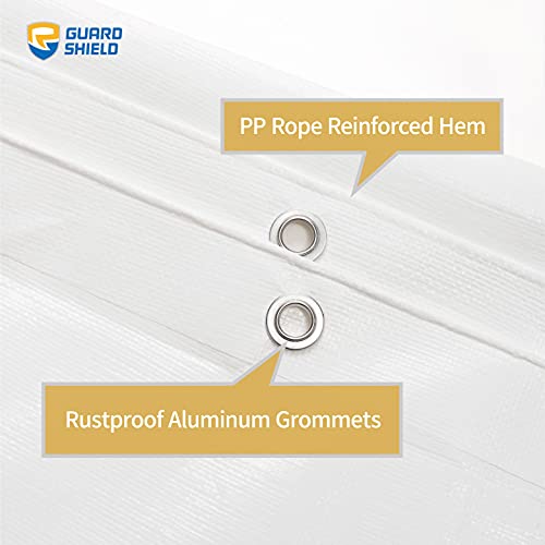 GUARD SHIELD Heavy Duty Tarp 12x12 Feet White Multi Purpose Thick Waterproof Poly Tarp Cover 10mil - color: White, size: 12x12