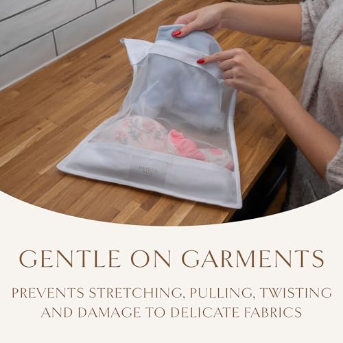 Organic Cotton Mesh Laundry Bags for Delicates & Travel, 2 Pack | Mesh Wash Bags for Lingerie, Bras, Delicates, and Garments; Large and Small Size for Machine Washing, Carbon Neutral, White