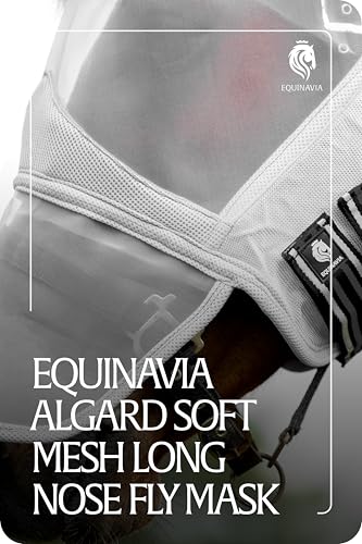 Equinavia Algard Horse Fly Mask with Nose Cover, Soft Mesh Full Face Design - color: Silver, size: Pony