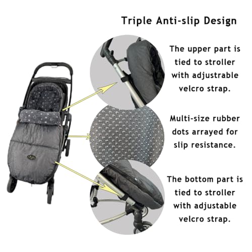 CozyMe Stroller Footmuff, Stroller Hooded Blanket for Toddler, Stroller Bunting Bag with Multi Purpose Fleece Lined Warm Winter Stroller Cover, M6-4T,Heather Grey - color: grey