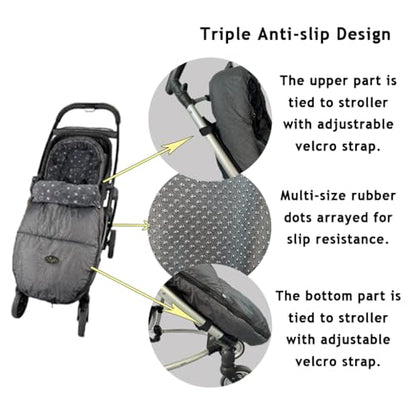 CozyMe Stroller Footmuff, Stroller Hooded Blanket for Toddler, Stroller Bunting Bag with Multi Purpose Fleece Lined Warm Winter Stroller Cover, M6-4T,Heather Grey - color: grey