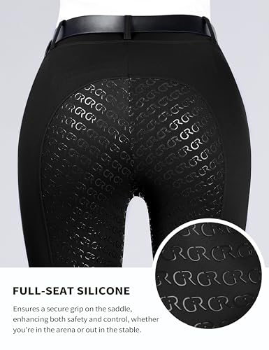 Women's Horse Riding Pants with Full Seat Silicone Grip - color: Black, size: Large