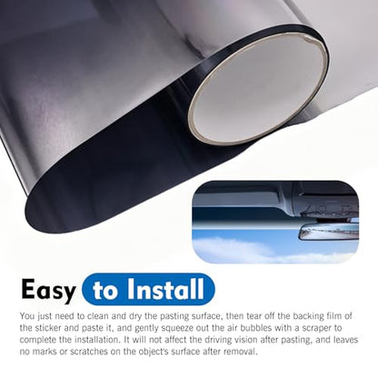 Car Windshield Tint Strip, 7.87" x 59" Gradient Black Windshield Banner Sticker, Anti-Glare Sunproof Exterior Windscreen Protective Film, Cuttable to Fit Most Vehicles (Black #D) - color: Black #D