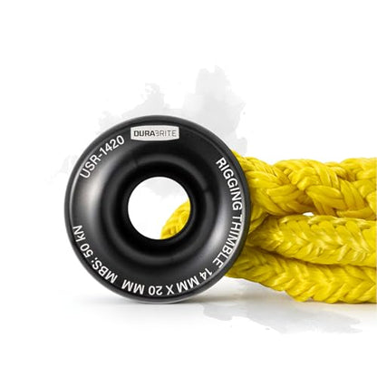 Pelican Rope 1/2" - 6 FT - Adjustable Rigging Block Sling with Aluminum Rings - 13,500 LBS MBS / 2,700 LBS WLL, 12 Strand, Polyester, Arborist Sling, Tree Climbing Gear - Single-Head, Yellow - style: Single-Head | 1/2" - 6 FT