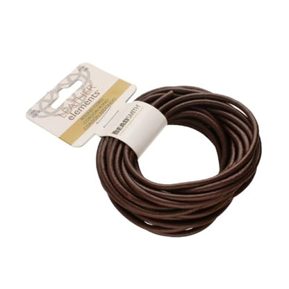 The Beadsmith Leather Cord – Brown – 3mm Spool – 5 Yards/4.5 Meters – Indian Leather Thong Ideal for Braiding, Beading, Necklaces, Fine Lacing, Hair Accessories & DIY Jewelry Making - size: 3mm, style: Brown – 5 Yards